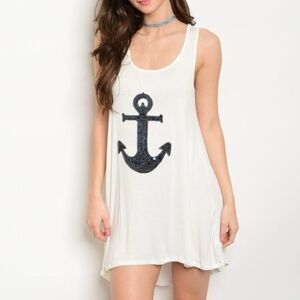🆕Cover up/dress off white w/sequin anchor